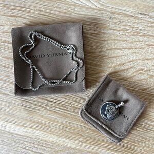 DAVID YURMAN Petrvs Lion Coin Amulet + 22” BOX CHAIN STERLING SLIVER